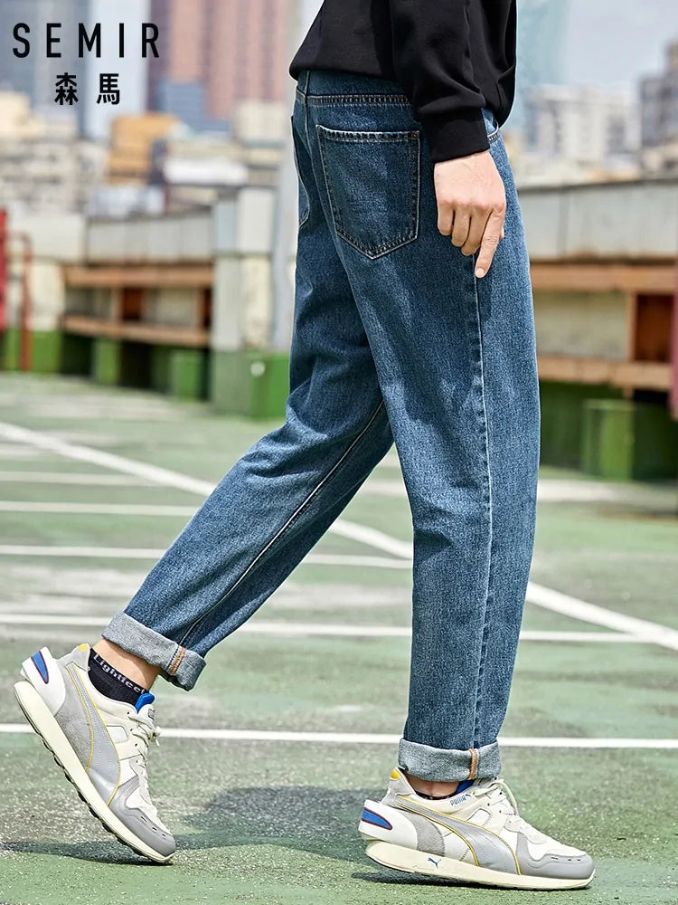 SEMIR 2021 Men's Loose Cotton Denim Jeans: Spring & Autumn Streetwear