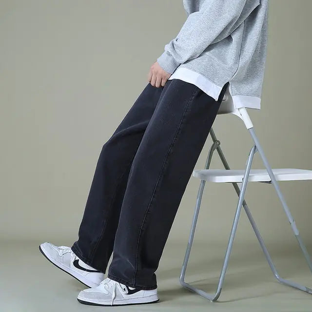 Men's Denim Wide-leg Pants