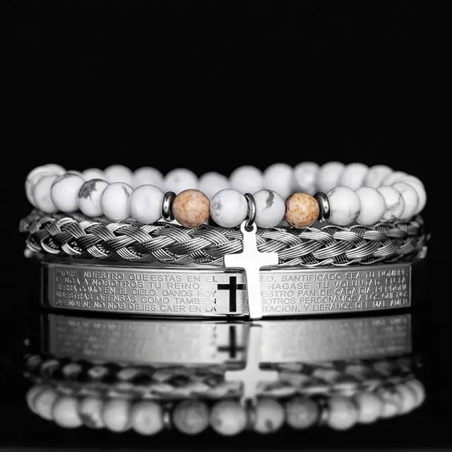 Men's 3-Piece Stainless Steel Bracelet Set