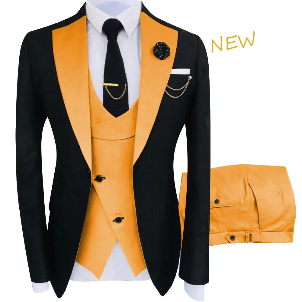 Luxury Men's 3-Piece Tuxedo Set - Jacket, Trousers, Vest