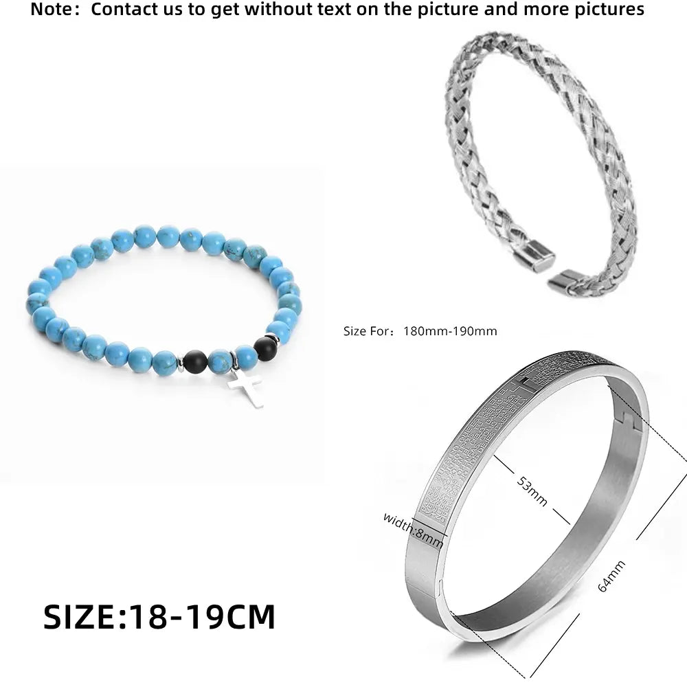 Men's 3-Piece Stainless Steel Bracelet Set