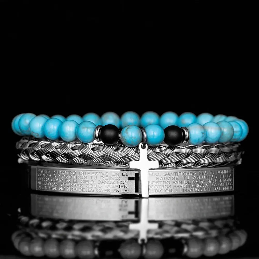 Men's 3-Piece Stainless Steel Bracelet Set