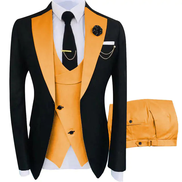 Luxury Men's 3-Piece Tuxedo Set - Jacket, Trousers, Vest