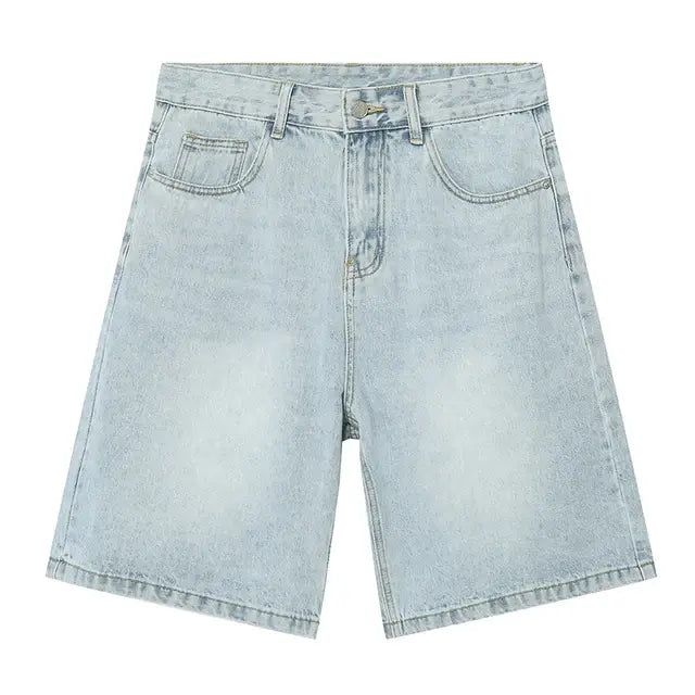 Men's Vintage Blue Denim Shorts Casual Loose